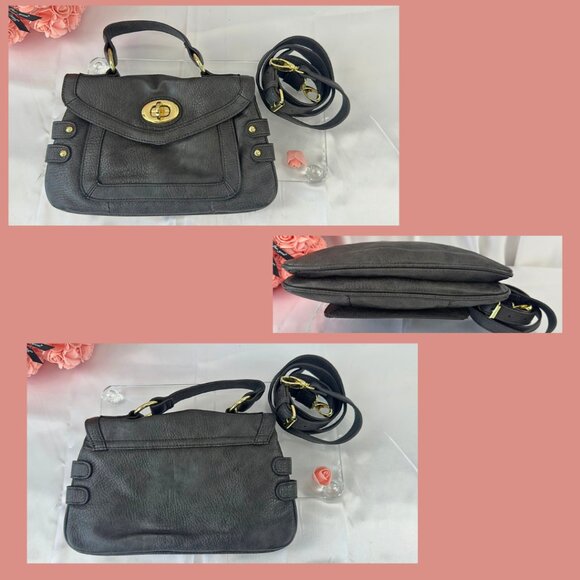 Olivia + Joy Dk Grey Pebbled Satchel ✨ Chic Gold Hardware Convertible Crossbody - Picture 2 of 6